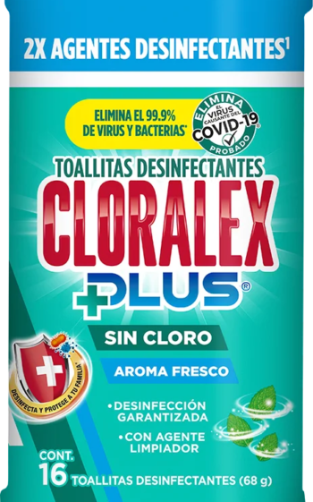 Toallas húmedas desinfectantes sin cloro Cloralex